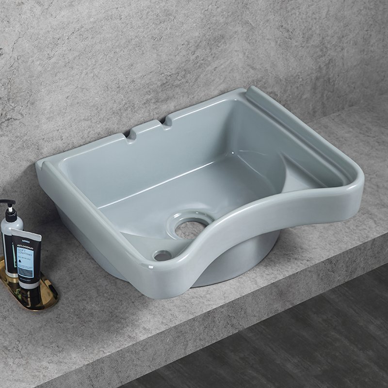 Gray Color Ceramic Salon Sink Shampoo Bowl Contemporary Shampoo Chairs Set Hair Salon Furniture Factory Directly Sell 50pcs