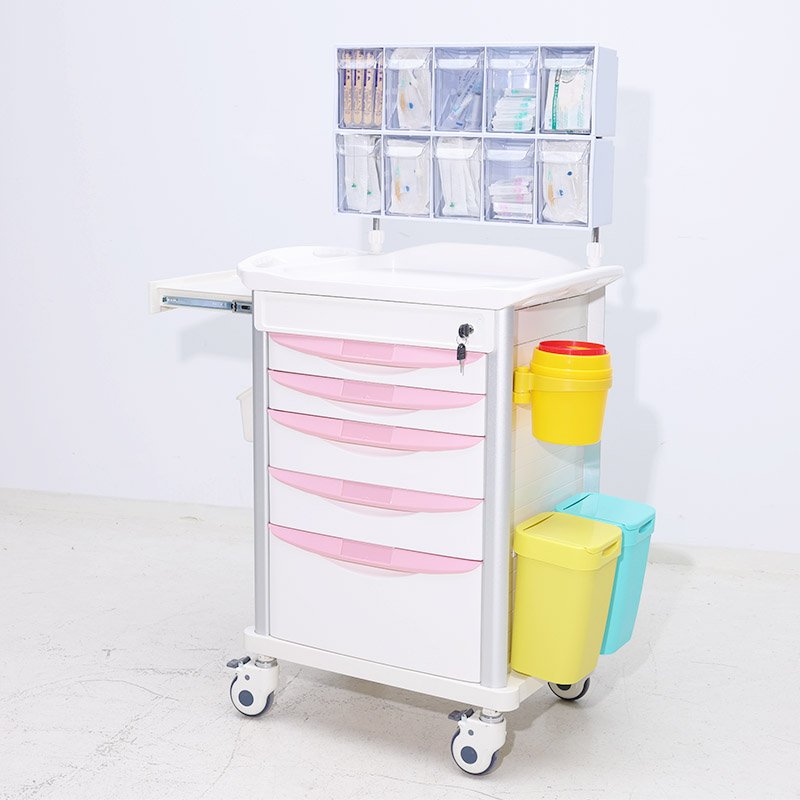 Multi functional integration easy to operate Custom Multifunction Hospital Furniture ABS Emergency Trolley Medication Cart
