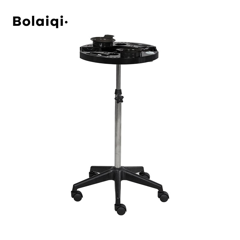 BOLAIQI cheap hair extension black plastic working trolley tray salon hair color trolley for hair stylist