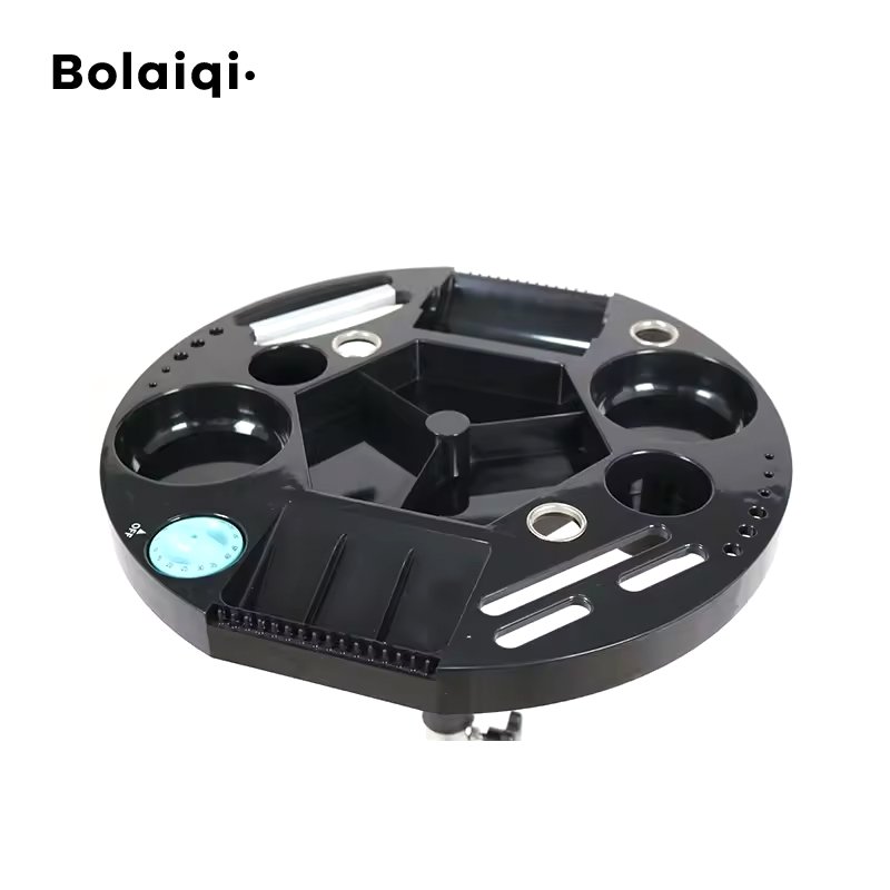 BOLAIQI cheap hair extension black plastic working trolley tray salon hair color trolley for hair stylist