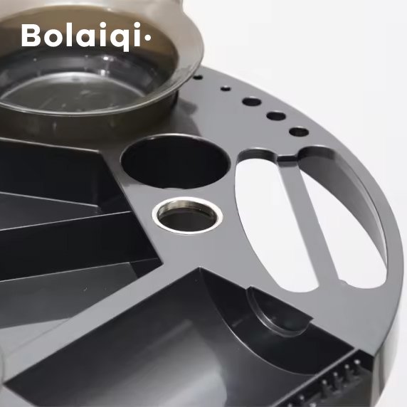BOLAIQI cheap hair extension black plastic working trolley tray salon hair color trolley for hair stylist