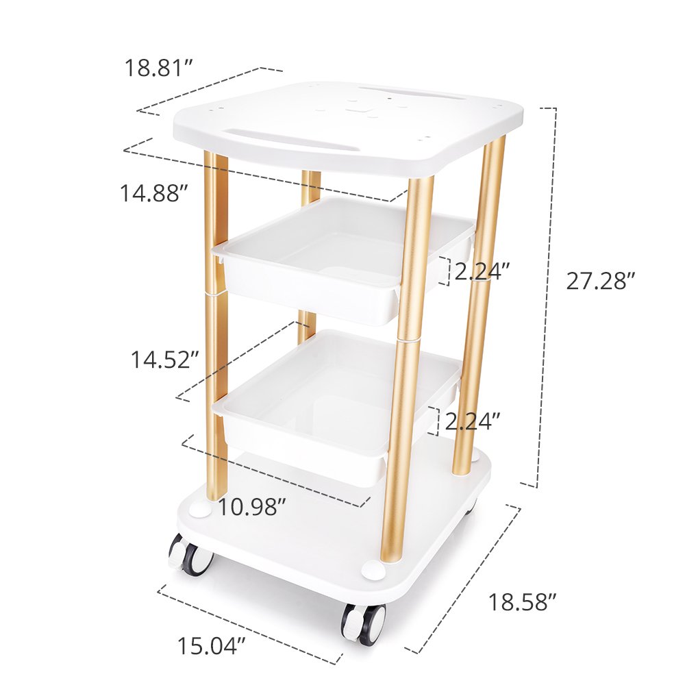 New Design Multi-function Hand Truck Foldable Folding Hand Beauty Salon Gold Hair Trolley Cart