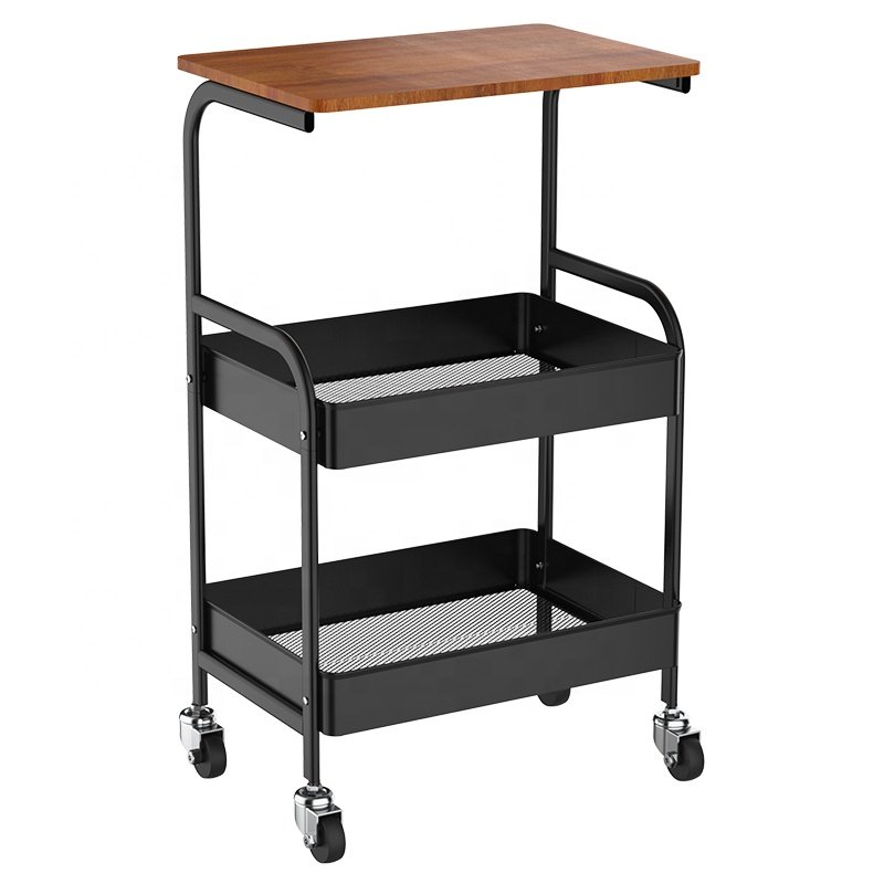 Wholesale New Design Metal Top MDF Board Multi-function Home Kitchen Trolley Beauty 3 Tier Bed Sofa Side Table Storage Cart