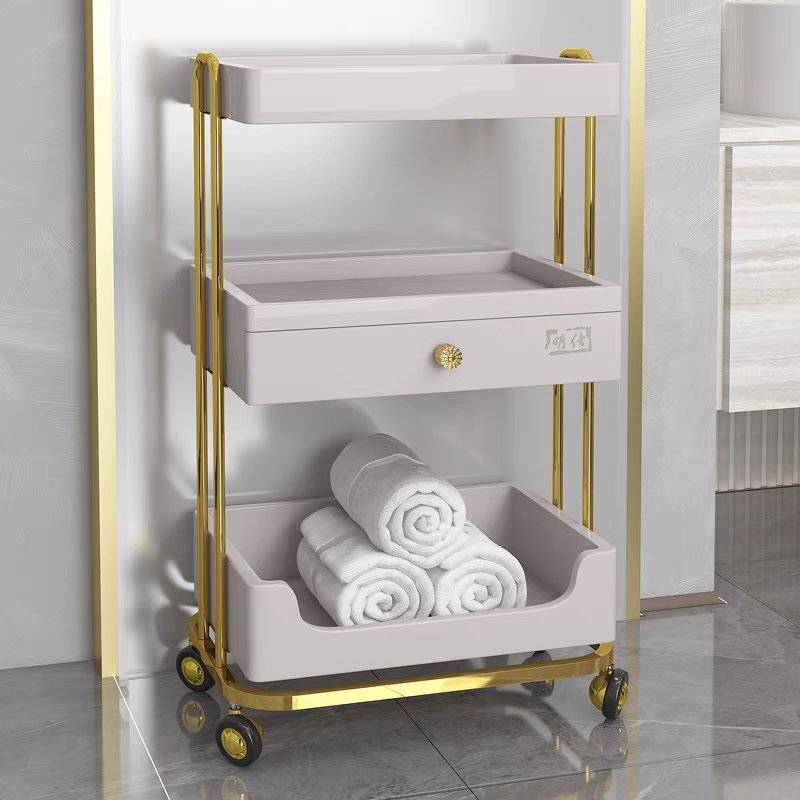 Factory Direct Sell High Quality Hair Beauty Nail Salon Trolley Cart With Drawer Hairdressing Tools Storage Rack