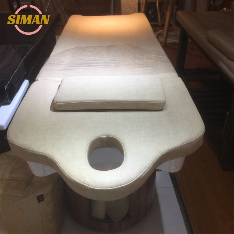 Siman shampoo bed wooden base professional spa head water therapy and steamer hair washing massage chair wholesale customize