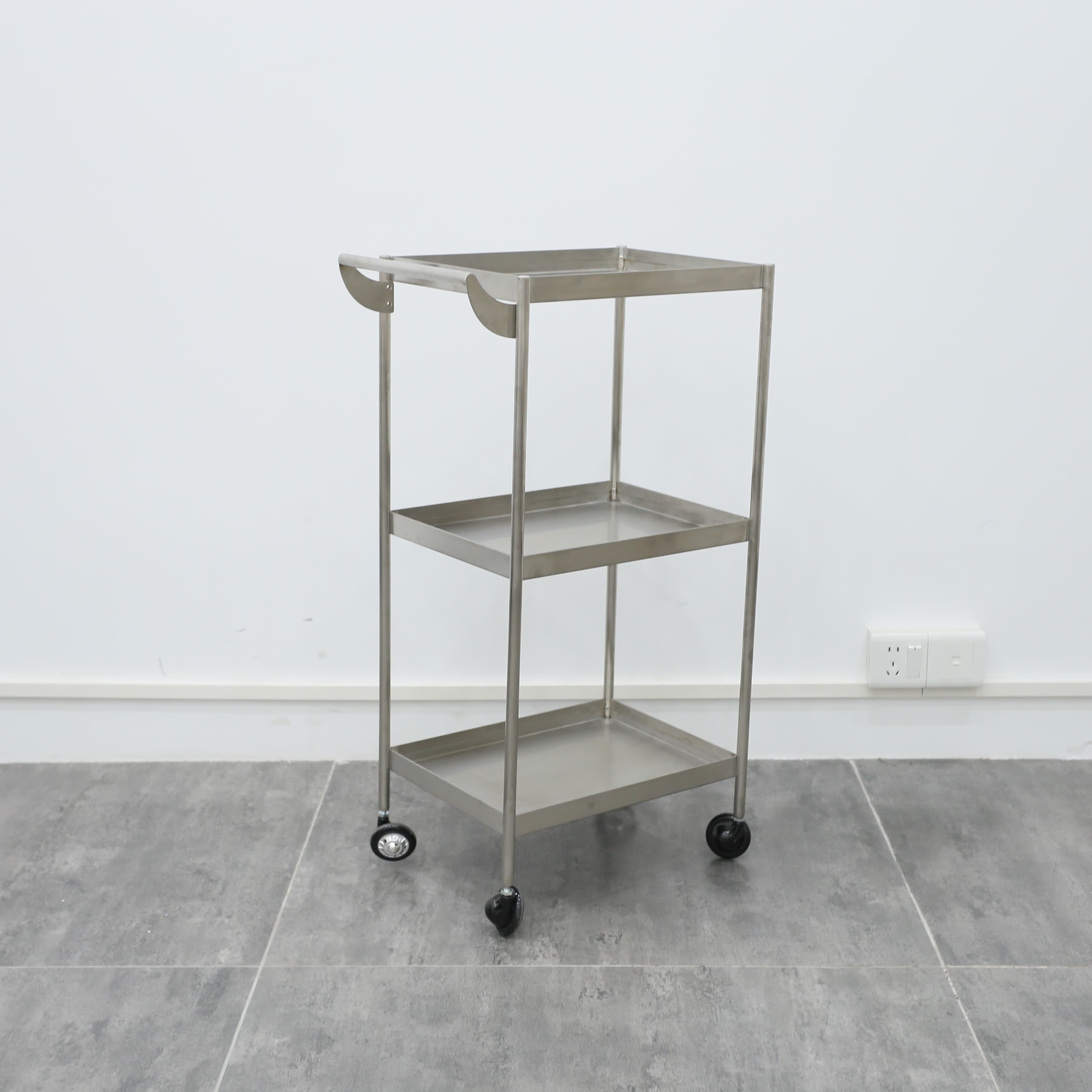 Factory Wholesale Hair Beauty Salon Special Mobile Trolley Golden and Silver Stainless Steel Tools Storage Cart