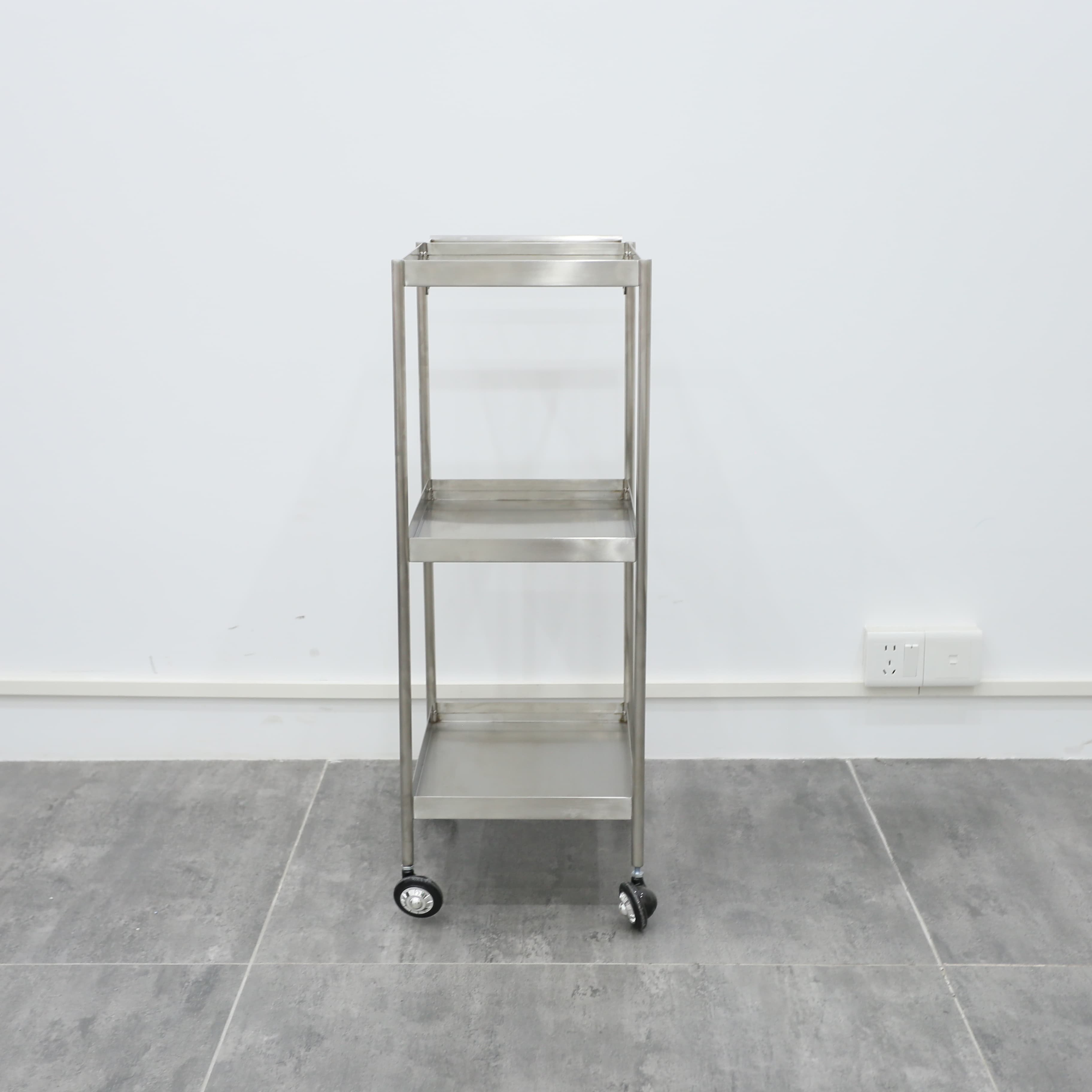 Factory Wholesale Hair Beauty Salon Special Mobile Trolley Golden and Silver Stainless Steel Tools Storage Cart