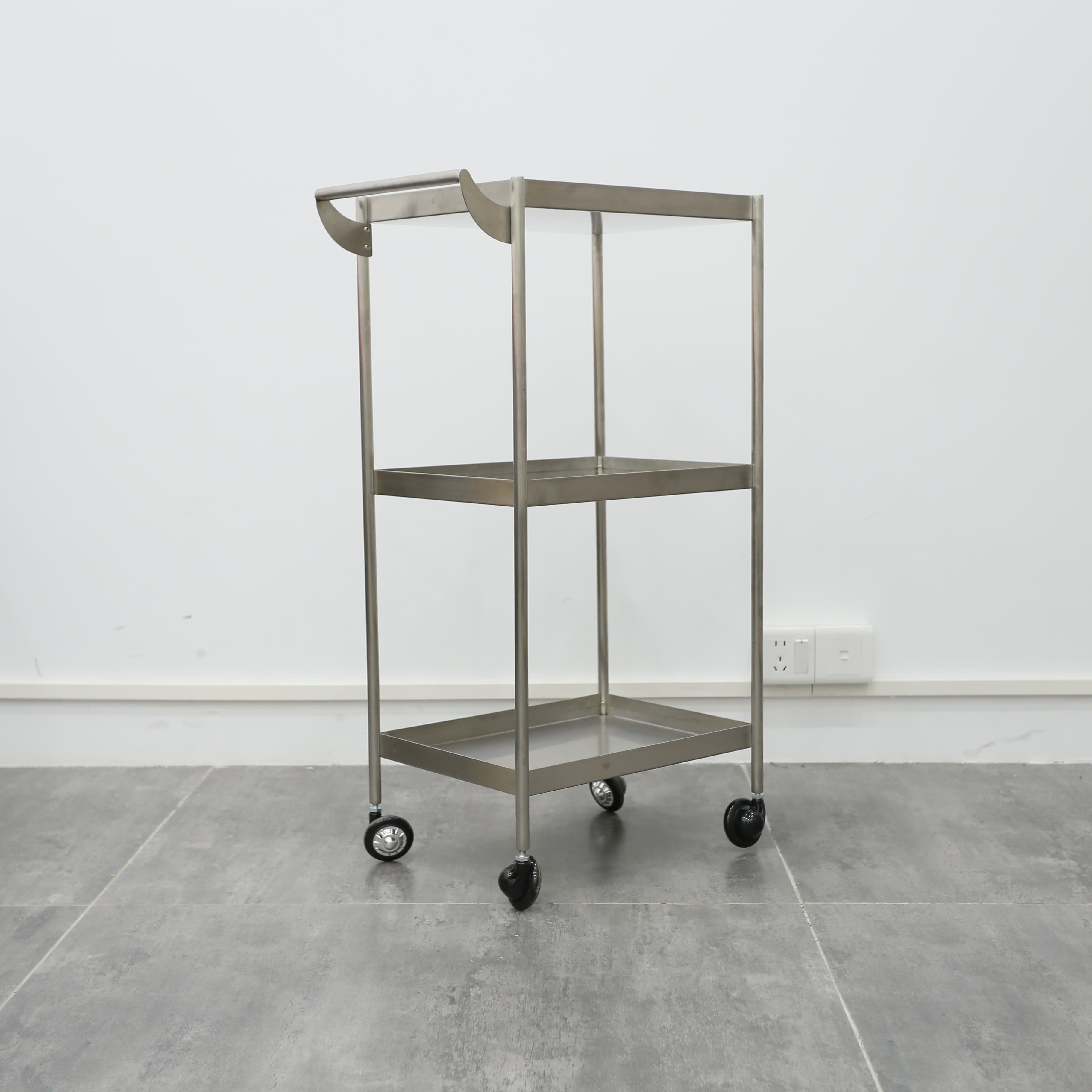 Factory Wholesale Hair Beauty Salon Special Mobile Trolley Golden and Silver Stainless Steel Tools Storage Cart