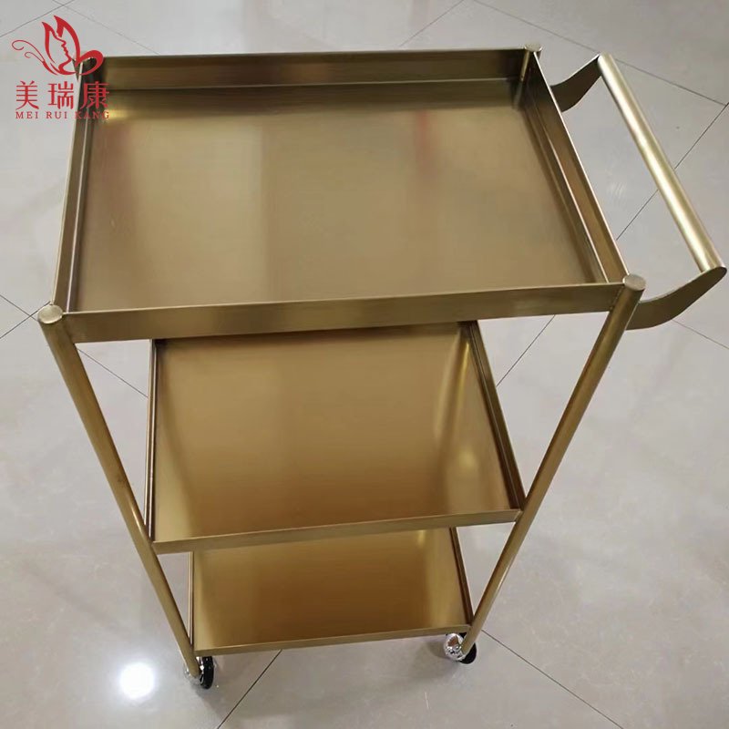 Golden metal salon furniture cheap working trolley wholesale