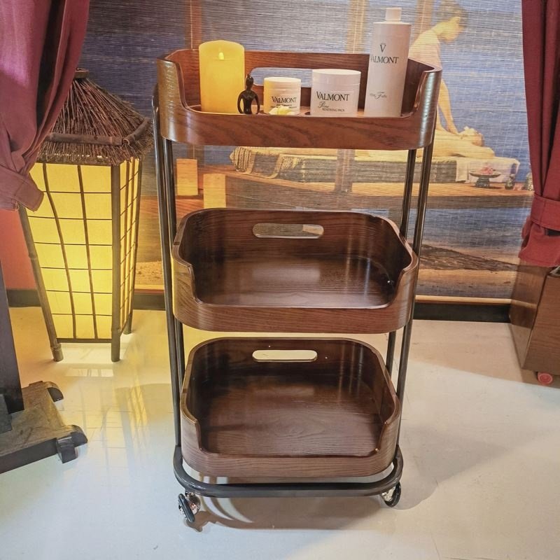 Good Quality Factory Directly French Style Wooden Beauty Trolley Salon Trolley