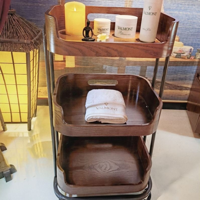 Good Quality Factory Directly French Style Wooden Beauty Trolley Salon Trolley