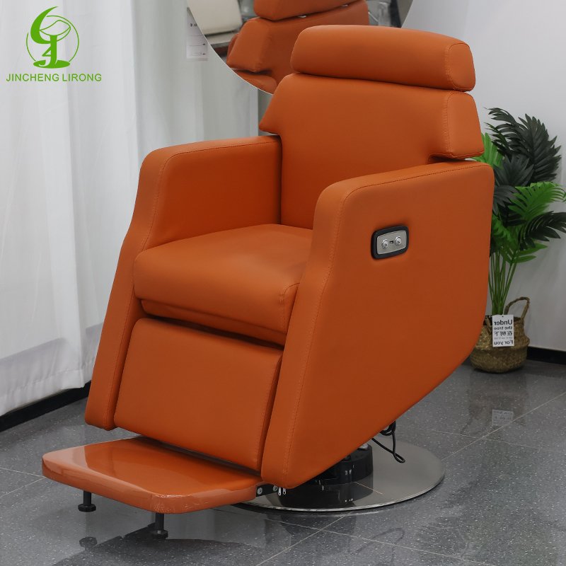 JINCHENG Fashion Barber Shop Manual Foot Operated Lift Chair 360 Reclining Massage Barber Chair Salon Furniture Modern 1 Set