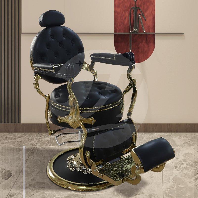 Antique customized gold barber chair hydraulic pump beauty salon furniture barber accessories reclining chair barber