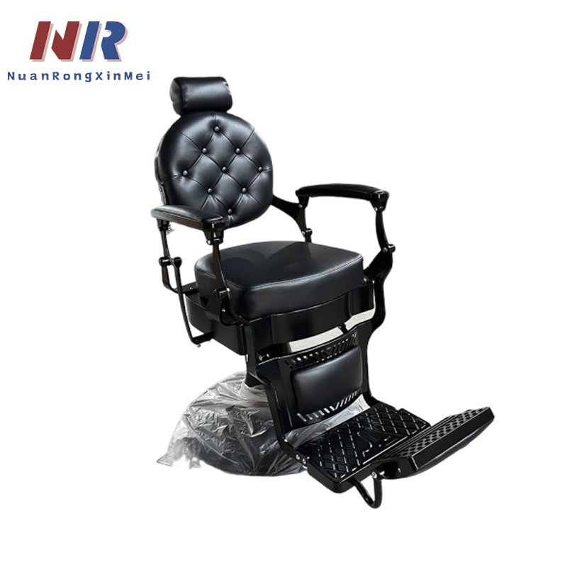 Reclining hydraulic pump antique black salon chair man vintage barber chair