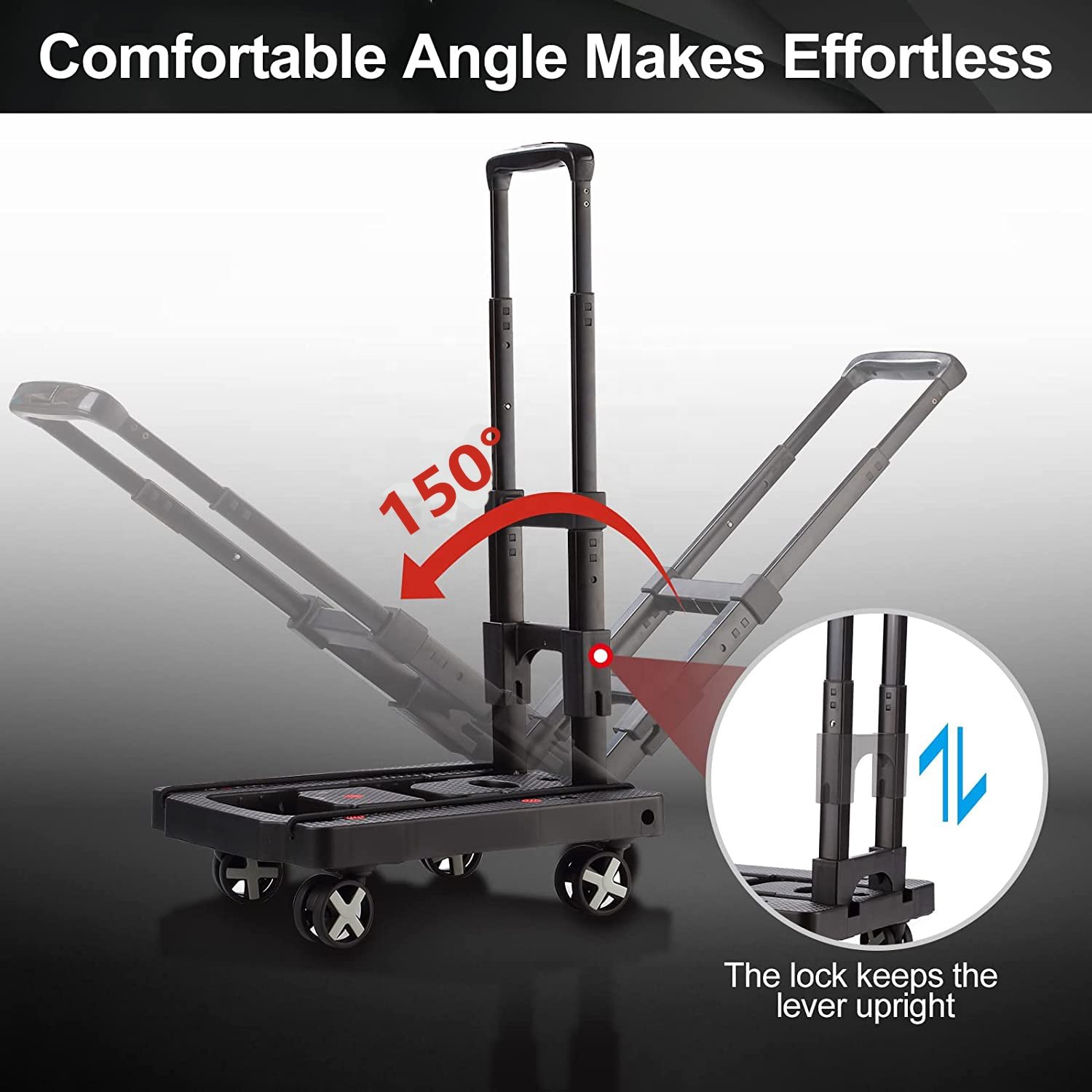Compact Mini Lightweight Promotional Portable Platform 4 Spinner Wheels Dolly Folding Shopping Luggage Hand trolley Cart Truck