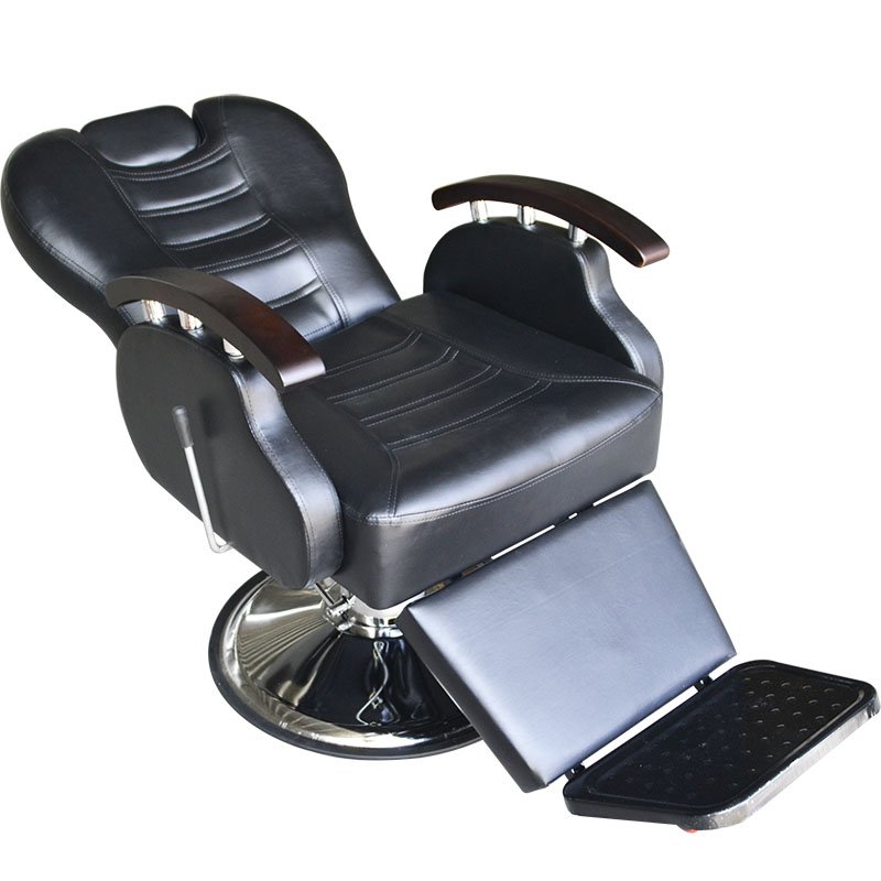 Vintage Hydraulic Barber Chair in Modern Style Luxury Leather PU for Beauty Salon Home Use Black Reclining All Purpose Chair