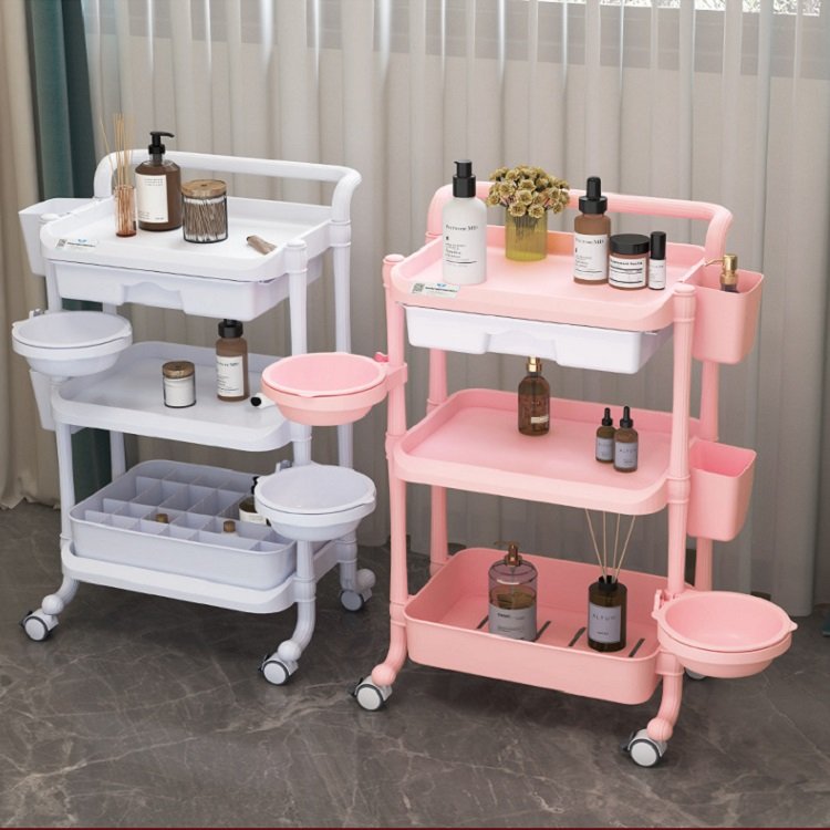 Factory wholesale Beauty salon trolleys High quality spa multi-layer trolleys with drawers Silent universal wheel beauty car