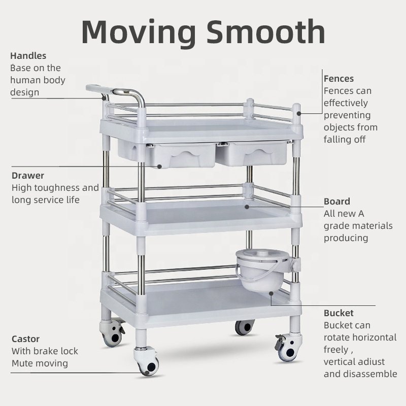 Factory wholesale Beauty salon trolleys High quality spa multi-layer trolleys with drawers Silent universal wheel beauty car