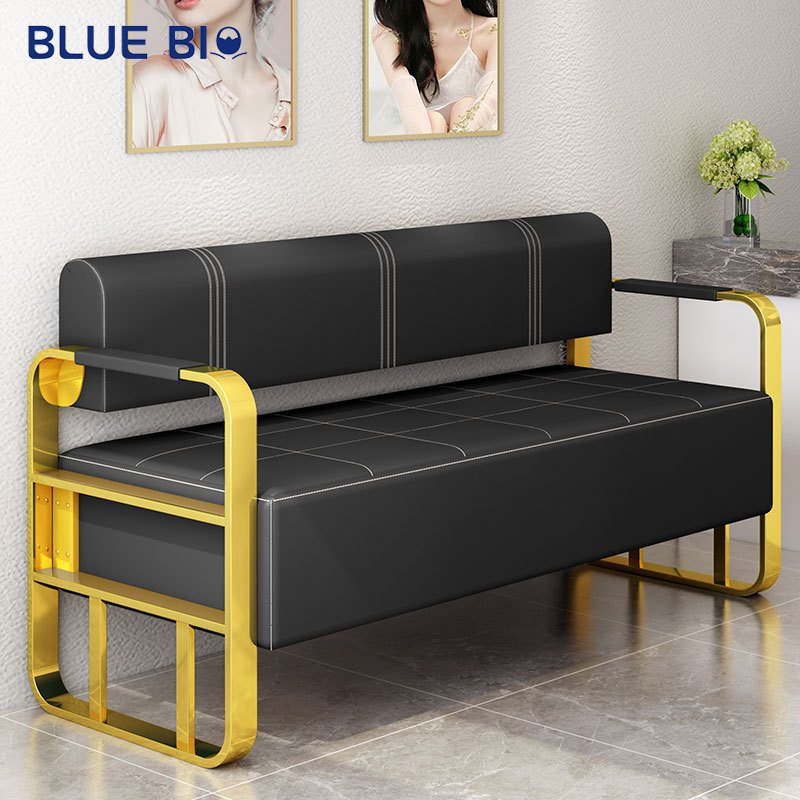 Modern Barber Store Beauty Nail Salon Waiting Chair Three Seat Office Rest Area Sofas Waiting Sofa for Salon
