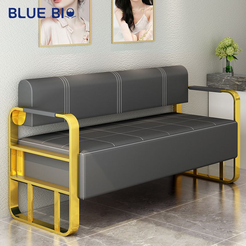 Modern Barber Store Beauty Nail Salon Waiting Chair Three Seat Office Rest Area Sofas Waiting Sofa for Salon