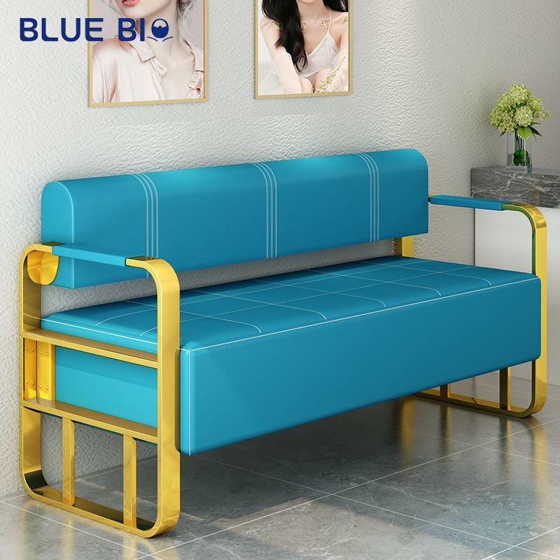 Modern Barber Store Beauty Nail Salon Waiting Chair Three Seat Office Rest Area Sofas Waiting Sofa for Salon