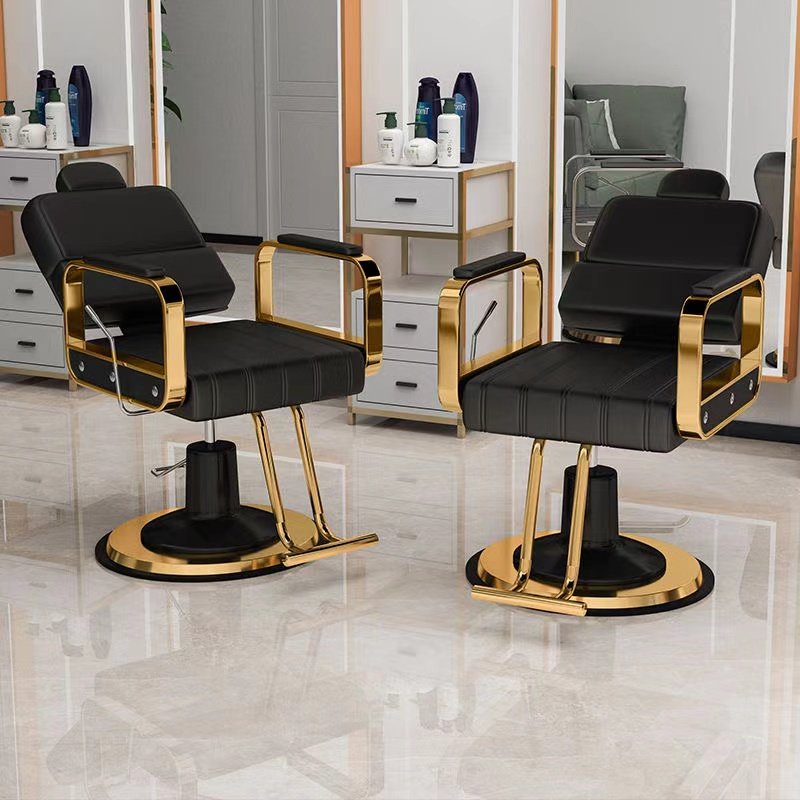K High end hairdressing chair, black gold hairdressing chair, modern heavy-duty hairdressing chair, salon furniture