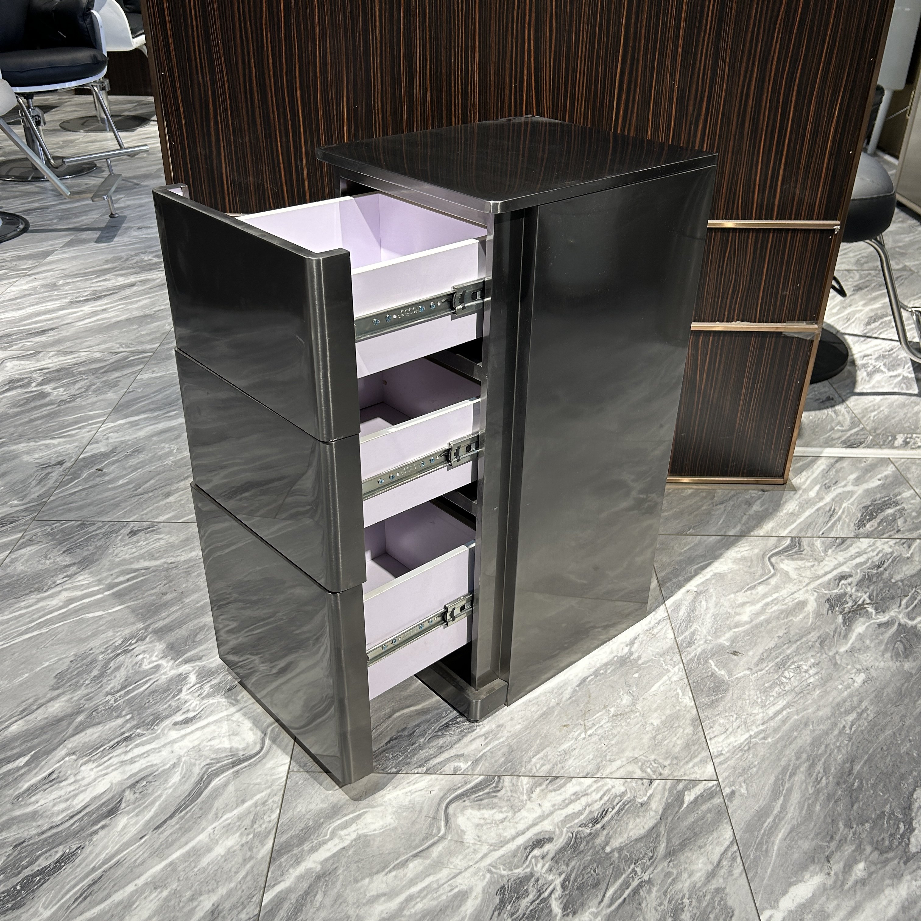 Modern Stainless Steel Barber Shop Tool Cabinet with Hairdresser Salon Trolley for Hairdressers