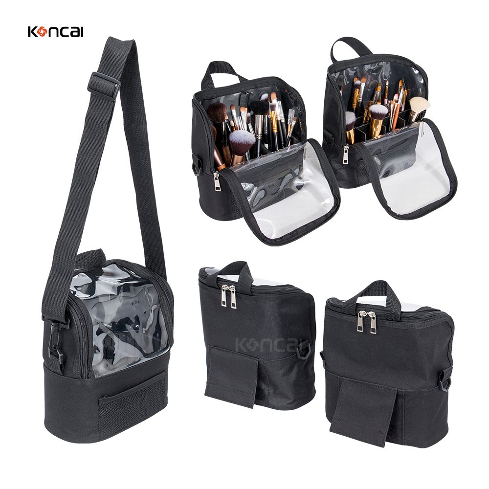 KONCAI All in One Large Make Up Suitcase Portable Nylon Travel Beauty Vanity Bag Cosmetic Rolling Makeup Trolley Case