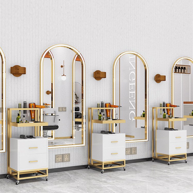 High Gloss European Style Modern Metal Frame Hair layer cart Beauty Salon Trolley With Dryer Holders