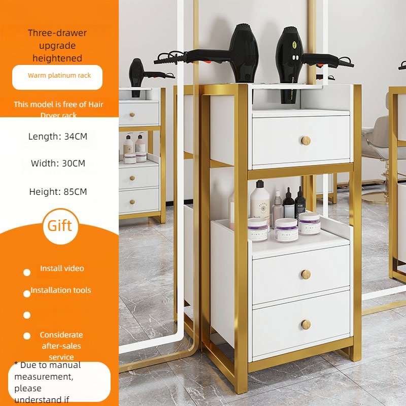 Wood Salon Furniture Hair Salon Commodity Shelf Beauty Salon Tool Cabinet Barber Station Gold Storage Cabinet