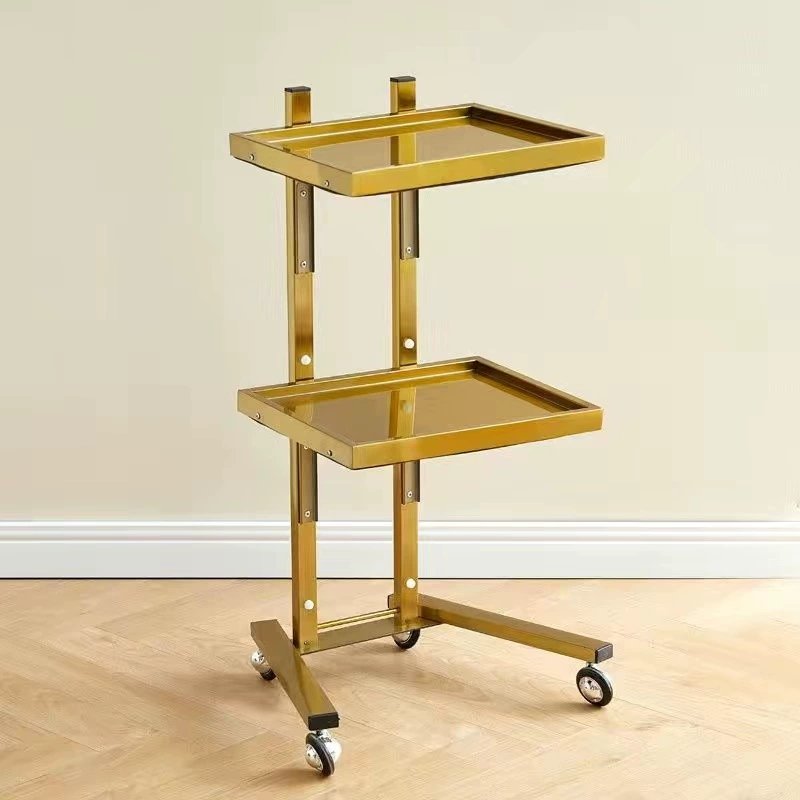 Simple and modern hair salon shop special trolley gold and silver stainless steel material