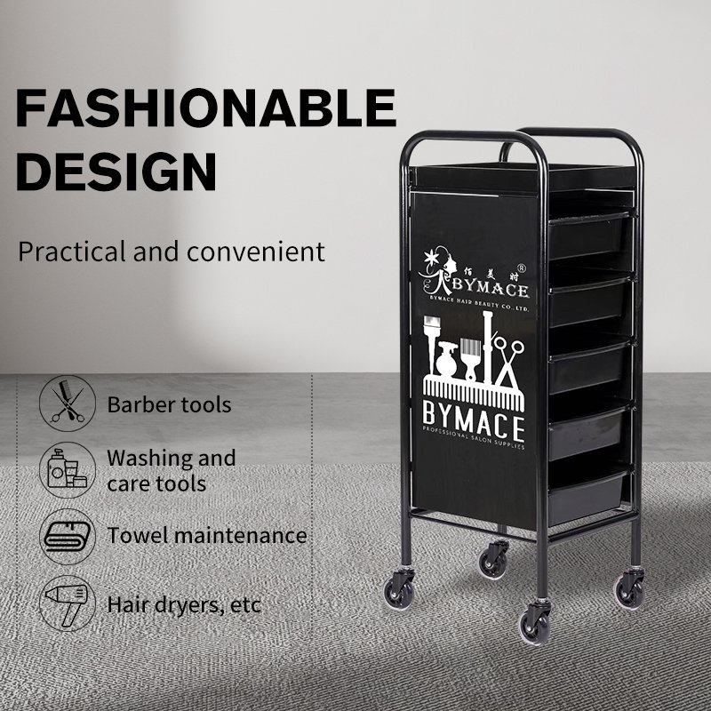 5 Drawers Hair Salon Beauty Spa Hairdresser Storage Cart Trolley Rolling Multi-function Barber Shop Tool Trolley Cart