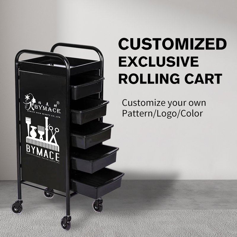 5 Drawers Hair Salon Beauty Spa Hairdresser Storage Cart Trolley Rolling Multi-function Barber Shop Tool Trolley Cart