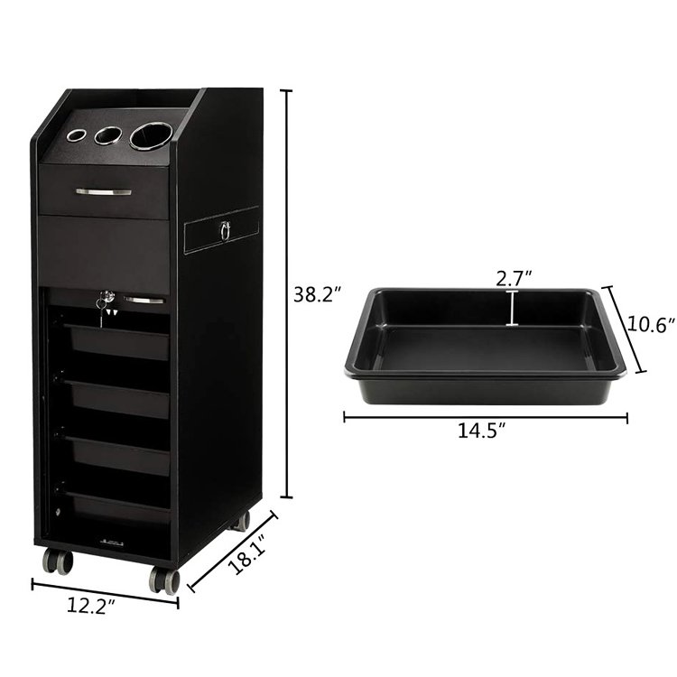 Manicure Salon SPA Tattoo Wooden Beauty Hair Cabinet Cart Utility Caddy Mobile Hairdresser Barber Tool Storage Organizer Trolley