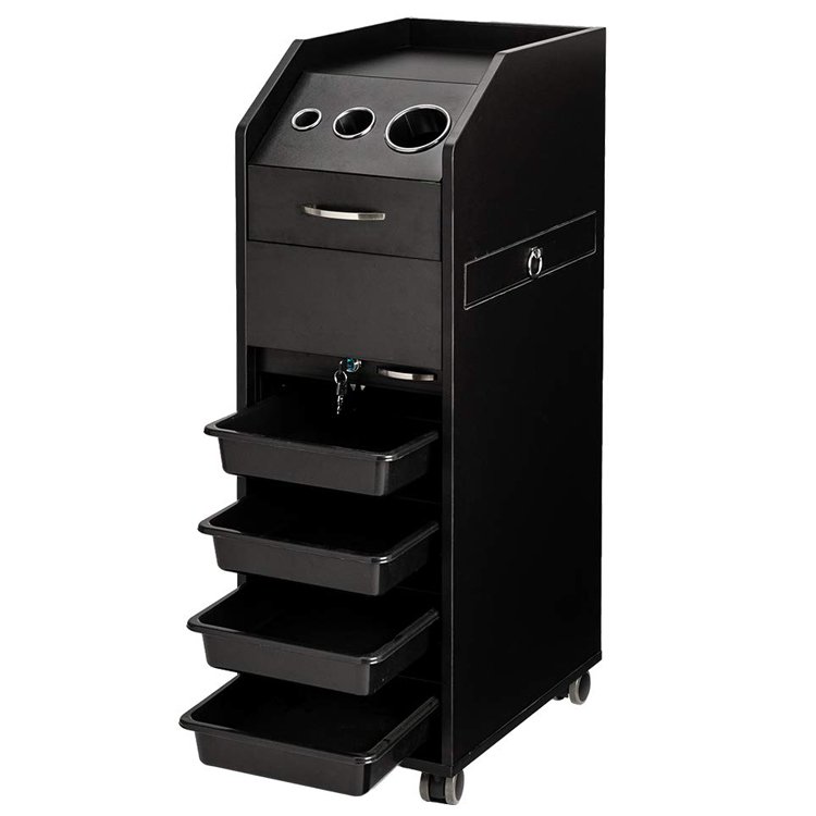 Manicure Salon SPA Tattoo Wooden Beauty Hair Cabinet Cart Utility Caddy Mobile Hairdresser Barber Tool Storage Organizer Trolley