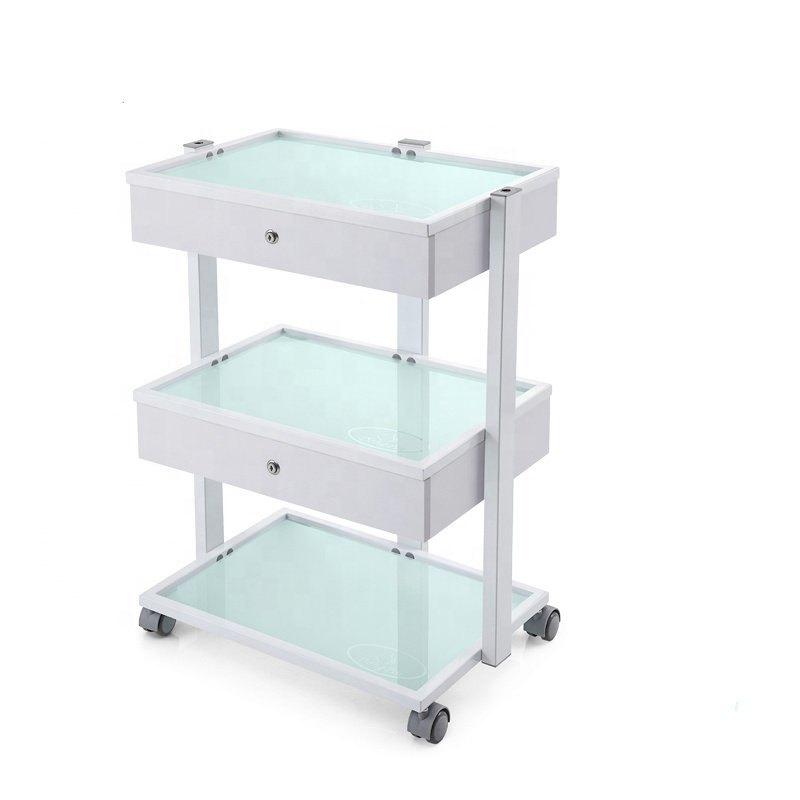 USA  tool cabinet glass moving beauty salon drawer trolley with 2 color in stock