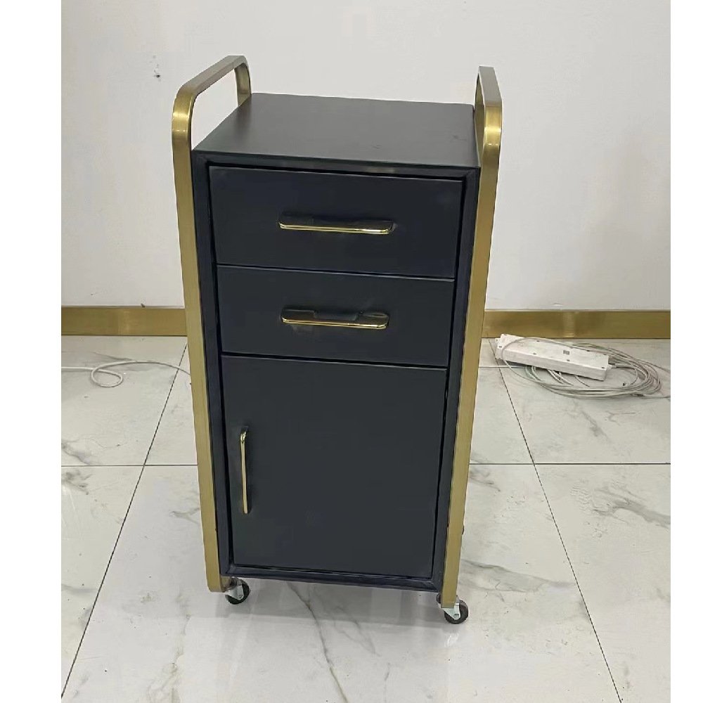 Modern Luxury Pink Wood Hairdressing Trolley with Stainless Steel Tools Spa Beauty Salon Furniture Storage Drawers Home Workshop