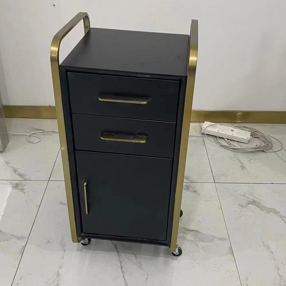 Modern Luxury Pink Wood Hairdressing Trolley with Stainless Steel Tools Spa Beauty Salon Furniture Storage Drawers Home Workshop