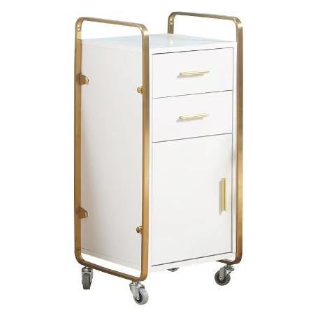 Modern Luxury Pink Wood Hairdressing Trolley with Stainless Steel Tools Spa Beauty Salon Furniture Storage Drawers Home Workshop