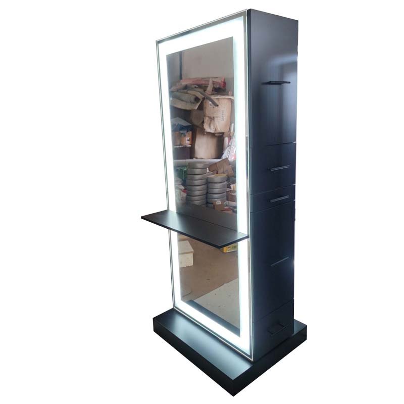 MOQ 1 Hot Sale Full Size LED BLACK Mirror Station Used Total Station For Sale Lighted Salon Stations 10 Years Life