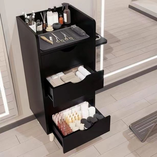Factory direct Barber Furniture Stainless Steel Styling Trolley Beauty Hair Side metal barber Tool with wheels