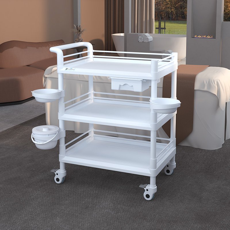 High Quality Three Layer ABS Beauty salon trolley Manufacturers Direct Silent Universal Wheel salon Furniture Equipment trolley