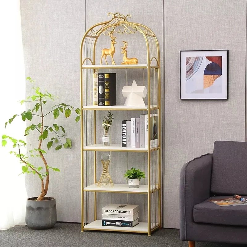 Best selling light luxury living room Bookstore household metal Bookcase Display Shelf Cabinet Bookcase ZY-NS013