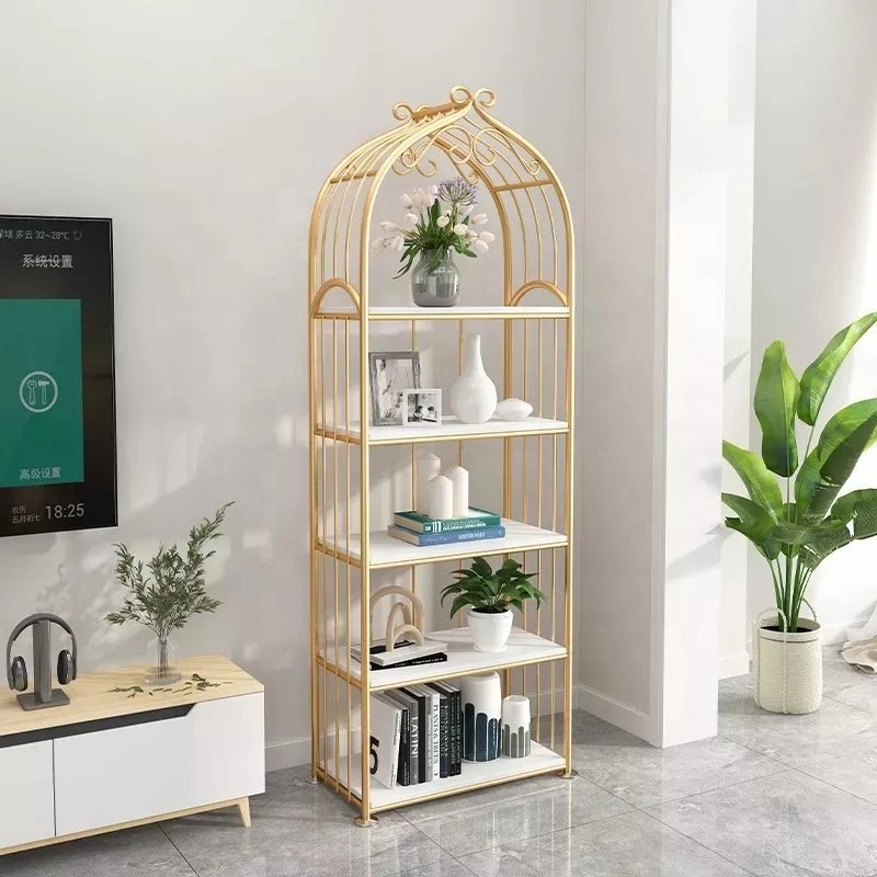 Best selling light luxury living room Bookstore household metal Bookcase Display Shelf Cabinet Bookcase ZY-NS013