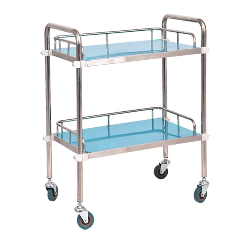 Durable Stainless Steel Hospital trolley Cart Medication Metal Cart With Wheels