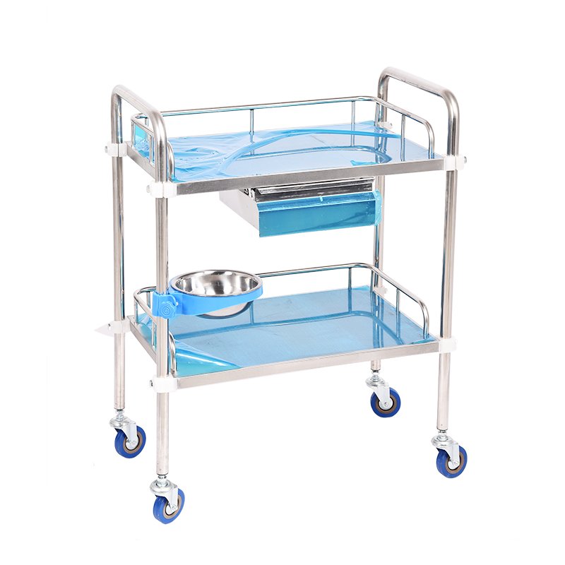 Durable Stainless Steel Hospital trolley Cart Medication Metal Cart With Wheels