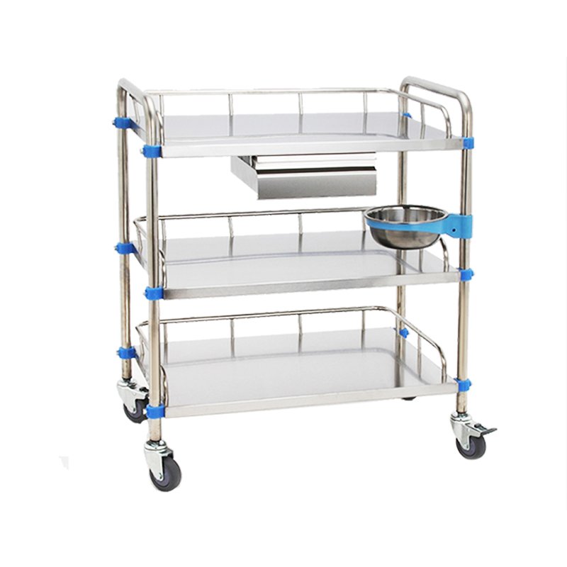 Durable Stainless Steel Hospital trolley Cart Medication Metal Cart With Wheels