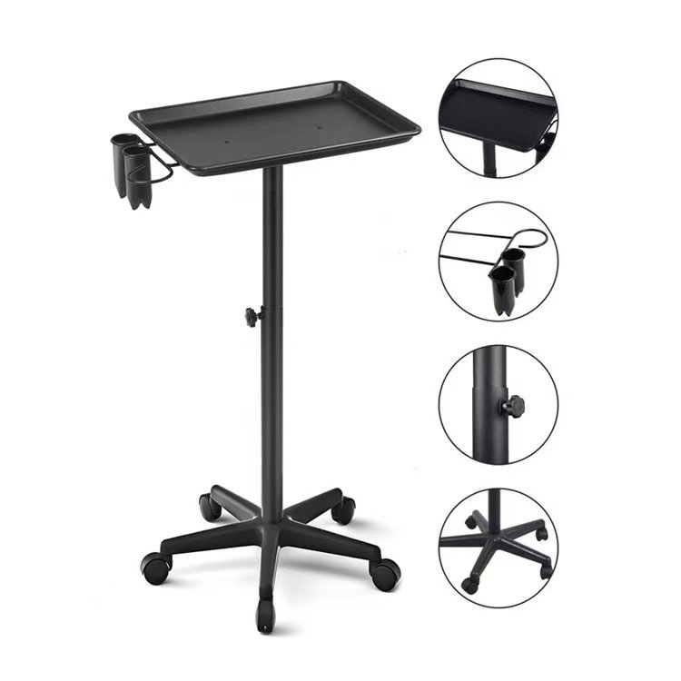 Factory Wholesale Most Popular Portable Beauty Hair Salon Rolling Tray Black Salon Carts Tray