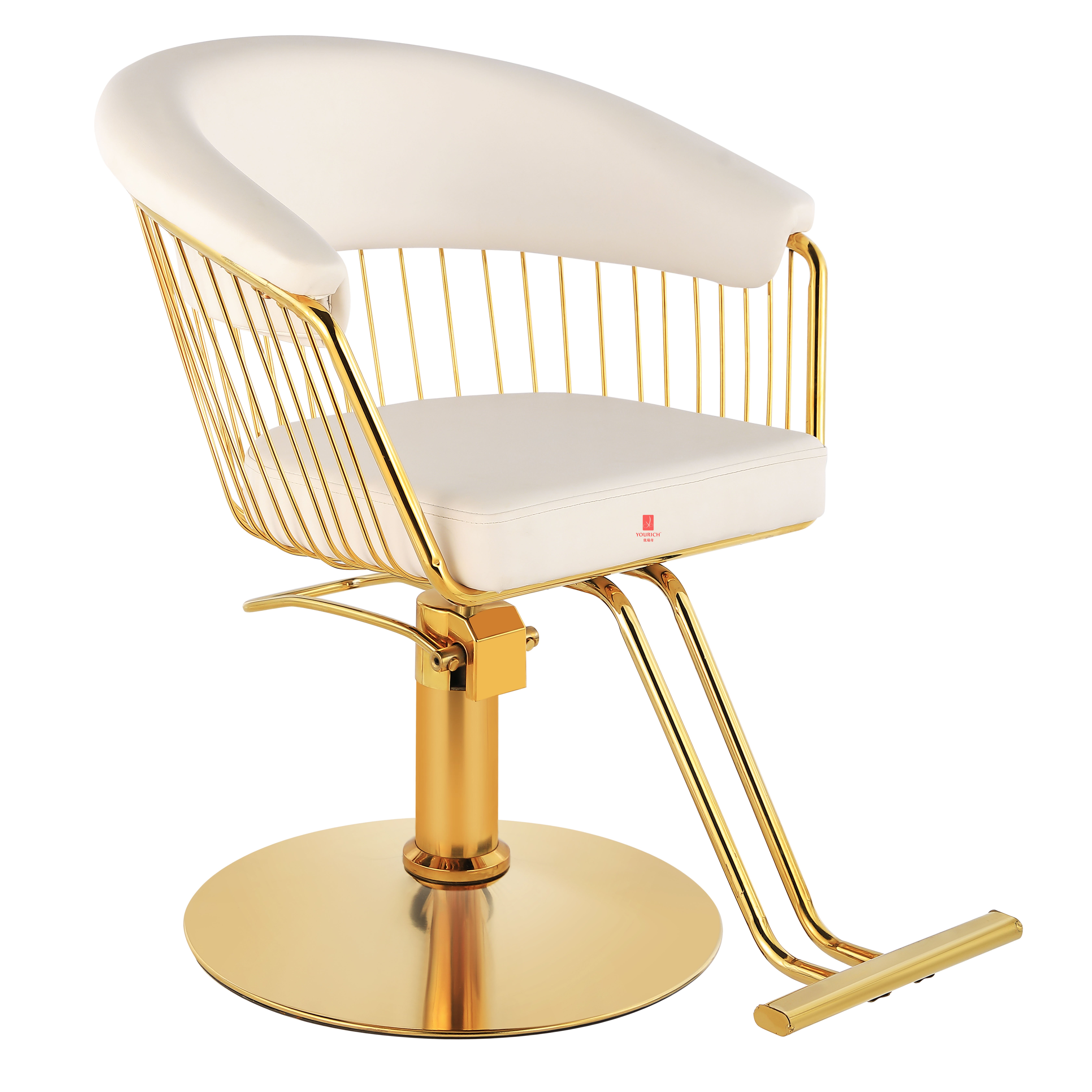White Barber Chair in Gold Frame Hairdressing Salon Beauty Chair For Barbershop Equiment Popular