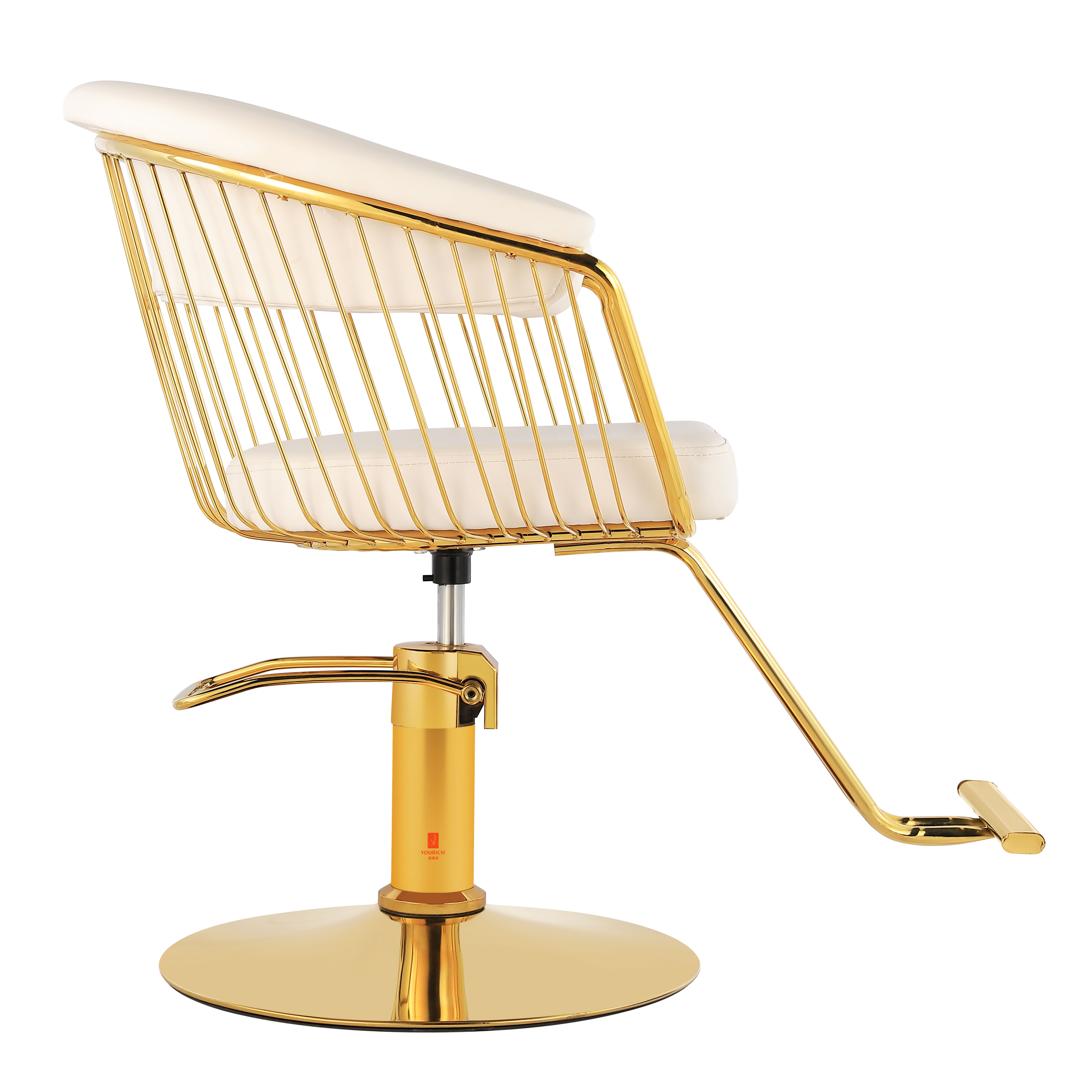 White Barber Chair in Gold Frame Hairdressing Salon Beauty Chair For Barbershop Equiment Popular